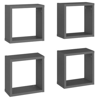 vidaXL Prateleiras de parede forma de cubo 4 pcs 30x15x30 cm cinzento