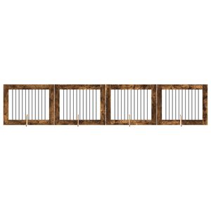 vidaXL Port&atilde;o de C&atilde;o com Suportes 4 pcs Carvalho Fumado 100 x 80 cm