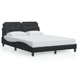 vidaXL Estrutura de cama sem colch&atilde;o Zadar 140x190 cm couro artificial preto