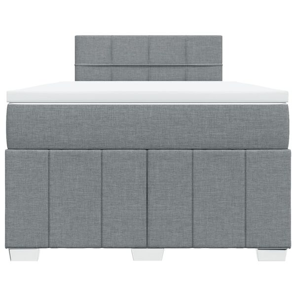 vidaXL Cama boxspring com colch&atilde;o 120x190 cm tecido cinzento-claro