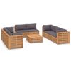 vidaXL 9 pcs conj. lounge jardim + almofad&otilde;es cinza-escuro teca maci&ccedil;a