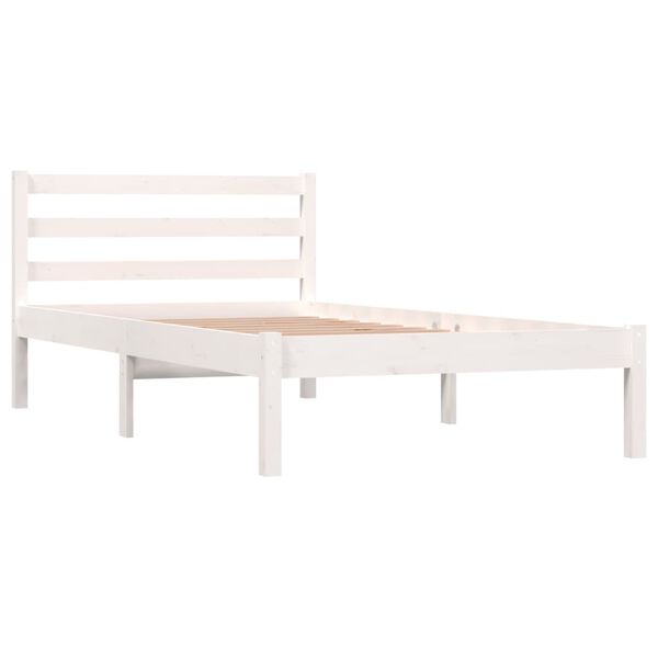 vidaXL Estrutura de cama solteiro 90x190 cm pinho maci&ccedil;o branco