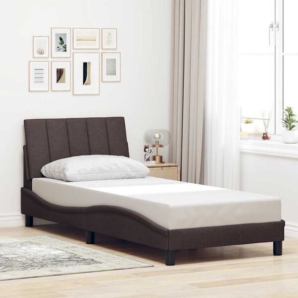 vidaXL Estrutura de cama sem colch&atilde;o Hanko 90x190 cm tecido castanho-escuro