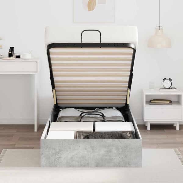 vidaXL Estrutura de Cama Ottoman Cinzento Concreto 90 x 200 cm