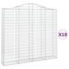 vidaXL Cestos gabi&atilde;o arqueados 18 pcs 200x30x180/200 ferro galvanizado