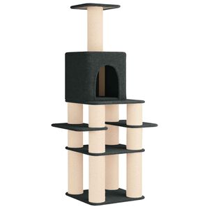 vidaXL &Aacute;rvore para gatos com postes de sisal Cinzento-Escuro 180 cm
