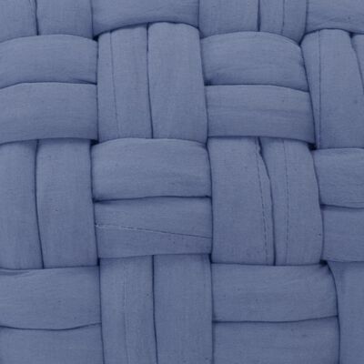 vidaXL Pufe design trançado 50x35 cm algodão azul