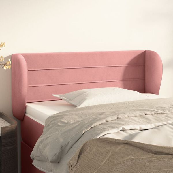 vidaXL Cabeceira de cama c/ abas veludo 83x23x78/88 cm rosa