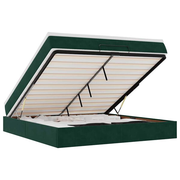 vidaXL Estrutura de cama otomana com colch&atilde;o 180x200 cm verde escuro