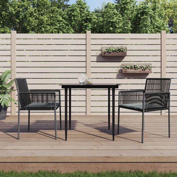 vidaXL Cadeiras jardim c/ almofadões 2pcs 54x60,5x83,5cm vime PE preto
