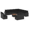 vidaXL 14 pcs conjunto de sof&aacute;s p/ jardim c/ almofad&otilde;es vime PE preto