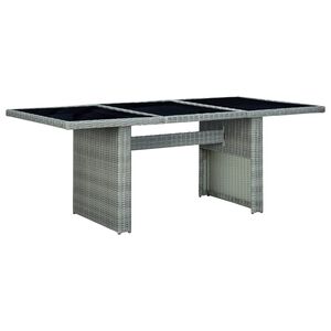vidaXL Mesa de jardim vime PE e vidro temperado cinzento-claro