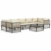 vidaXL 8 pcs conjunto lounge de jardim c/ almofad&otilde;es vime PE antracite