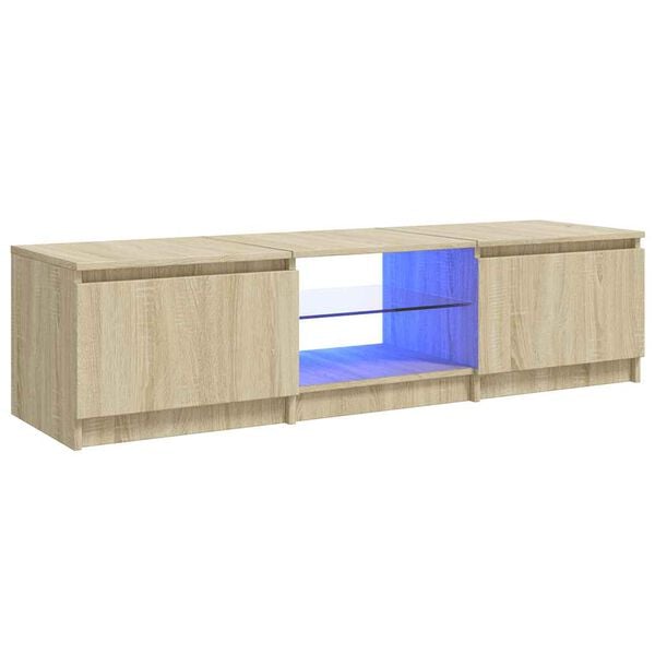 vidaXL M&oacute;vel de TV com luzes LED 140x40x36 cm carvalho sonoma