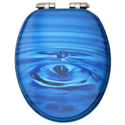 vidaXL Assento sanita c/ tampa fecho suave MDF design gotas água azul