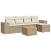 vidaXL 6 pcs conjunto de sof&aacute;s p/ jardim com almofad&otilde;es vime PE bege