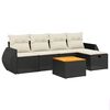 vidaXL 6 pcs conjunto sof&aacute;s de jardim c/ almofad&otilde;es vime PE preto