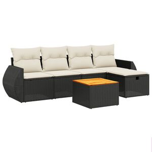 vidaXL 6 pcs conjunto sof&aacute;s de jardim c/ almofad&otilde;es vime PE preto