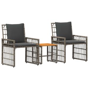 vidaXL Conjunto de M&oacute;veis para Exterior 3 unid. Preto e Cinza Escuro