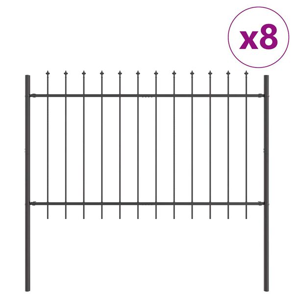 vidaXL Cerca para Jardim 8 pcs Cinzeto 13,6 x 0,8 m
