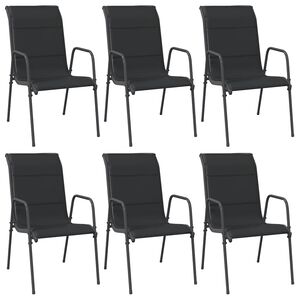 vidaXL Cadeiras de jardim 6 pcs a&ccedil;o e textilene preto