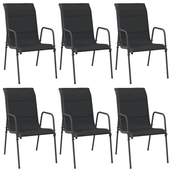 vidaXL Cadeiras de jardim 6 pcs a&ccedil;o e textilene preto