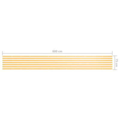 vidaXL Tela de varanda 75x600 cm tecido Oxford branco e amarelo