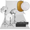 vidaXL Kit est&uacute;dio fotogr&aacute;fico c/ conj. de ilumina&ccedil;&atilde;o/fundo/refletor