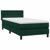 vidaXL Cama com molas/colch&atilde;o 90x220 cm veludo verde-escuro