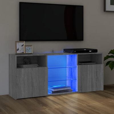 vidaXL Móvel de TV com luzes LED 120x30x50 cm sonoma cinzento