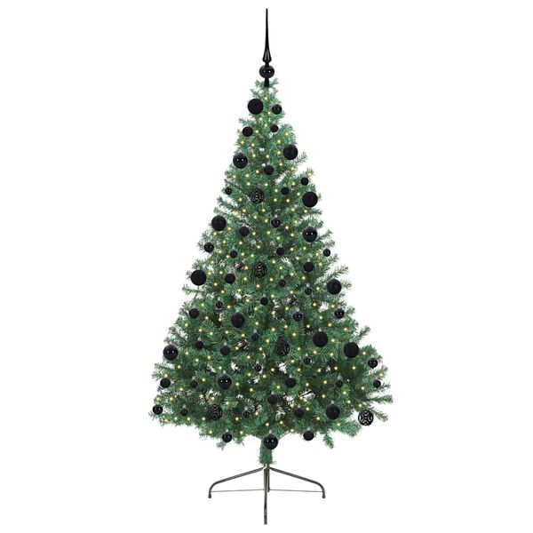 vidaXL &Aacute;rvore de Natal Artificial Pr&eacute;-iluminada Verde 210 cm PVC