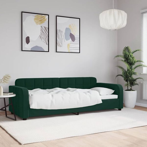 vidaXL Sofá-cama 80x200 cm veludo verde-escuro