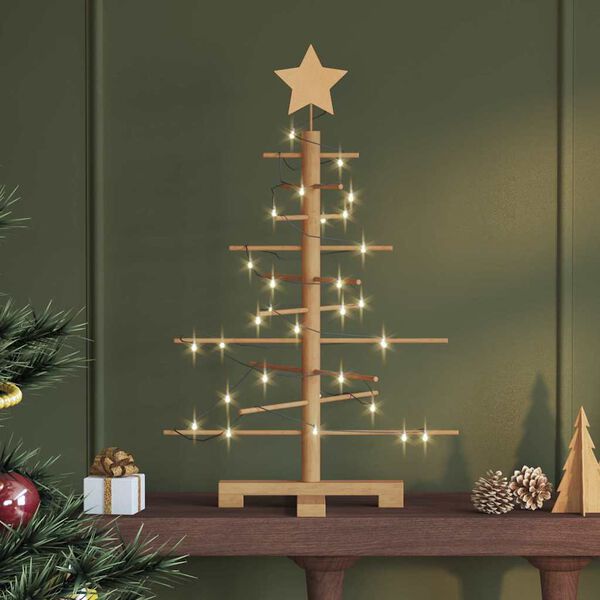 vidaXL &Aacute;rvore de Natal de Madeira com suporte Castanho 75 cm Bambu