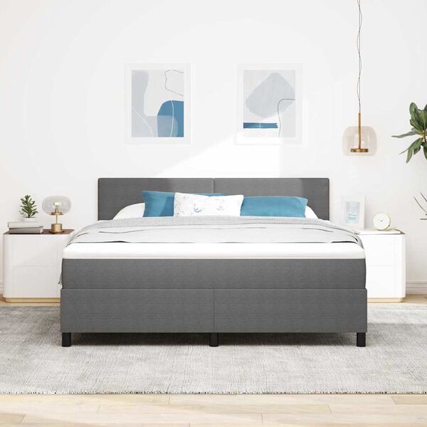 vidaXL Cama Box Spring LED Cinza Claro e Branco 180 x 200 cm