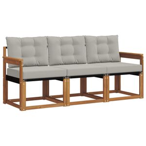 vidaXL Conjunto de Sof&aacute;s para Exterior 3 unid. Cinza Natural e Claro