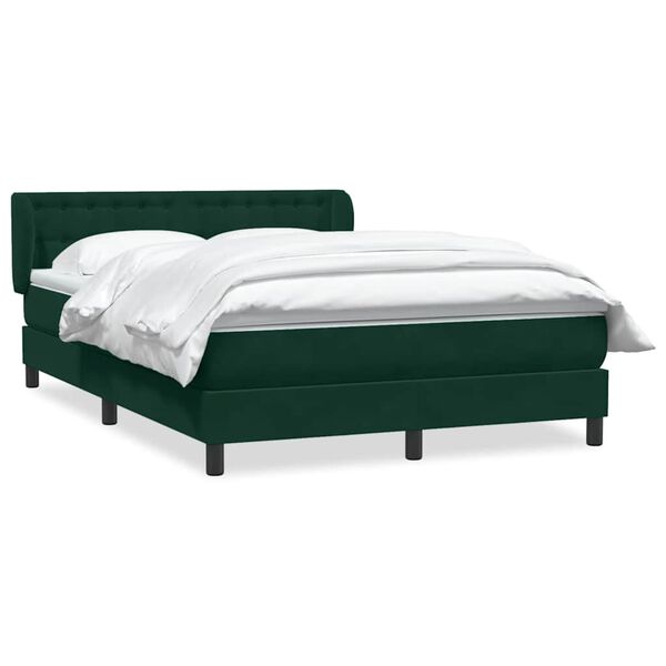 vidaXL Cama com molas/colch&atilde;o 160x220 cm veludo verde-escuro