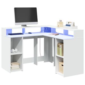 vidaXL Secret&aacute;ria c/ luzes LED 130x130x91 cm derivados madeira branco