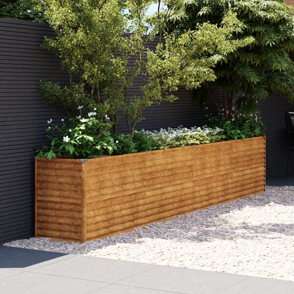vidaXL Canteiro elevado de jardim 385x50x69 cm Aço Corten