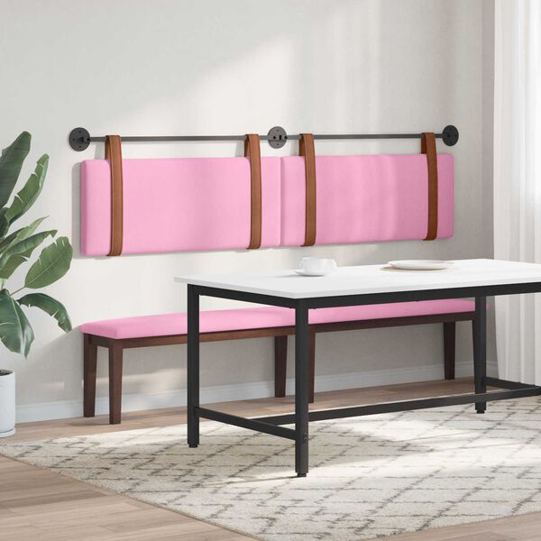 vidaXL Cabeceira Suspensa Liso Rosa 210 x 55 x 5 cm PU Antigo