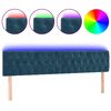 vidaXL Cabeceira de cama c/ luzes LED veludo 180x7x78/88cm azul-escuro