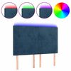 vidaXL Cabeceira cama c/ luzes LED veludo 144x5x118/128cm azul-escuro