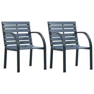 vidaXL Cadeiras de jardim 2 pcs abeto maci&ccedil;o/a&ccedil;o revestido a p&oacute; cinza