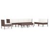 vidaXL 9 pcs conjunto lounge jardim c/ almofadões vime PE castanho