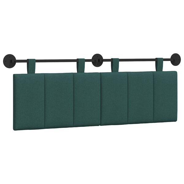 vidaXL Cabeceira Suspensa Riscas Verde Escuro 150 x 55 x 5 cm tecido