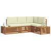 vidaXL Conjunto de Sof&aacute;s para Exterior 4 Pe&ccedil;a Natural e Creme