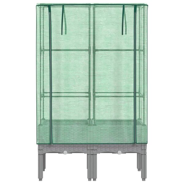 vidaXL Canteiro elevado com cobertura de estufa aspeto de vime