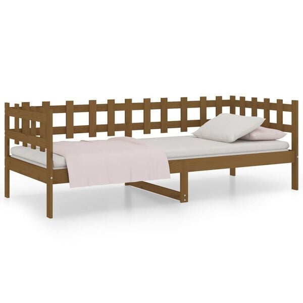 vidaXL Sof&aacute;-cama 90x200 cm madeira de pinho maci&ccedil;a castanho mel