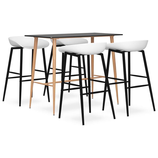 vidaXL 5 pcs conjunto de bar preto e branco