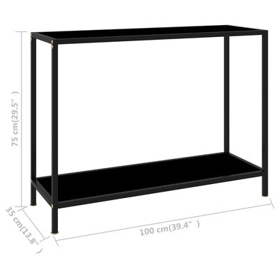 vidaXL Mesa consola 100x35x75 cm vidro temperado preto