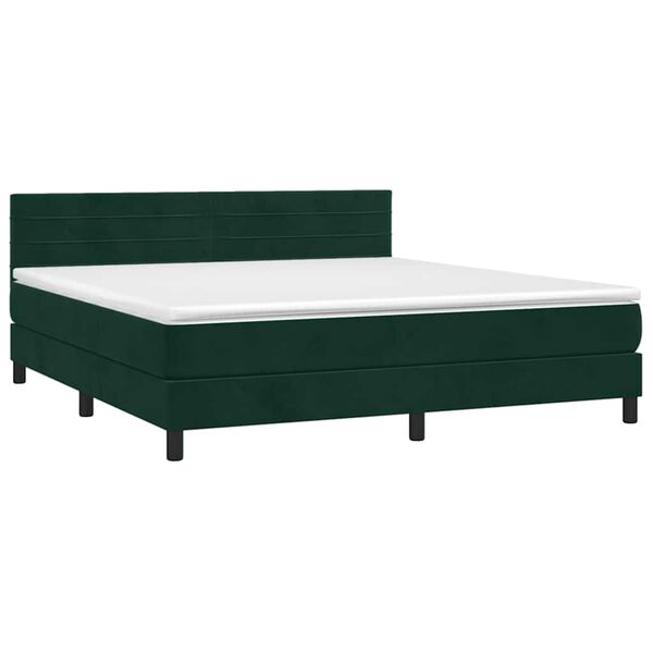 vidaXL Cama com molas/colch&atilde;o 180x200 cm veludo verde-escuro